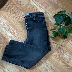 Free People black cropped button fly jeans